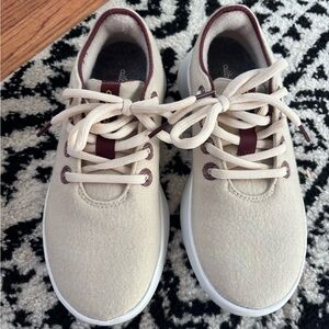 Allbirds Beige and Maroon Lace-Up Sneakers